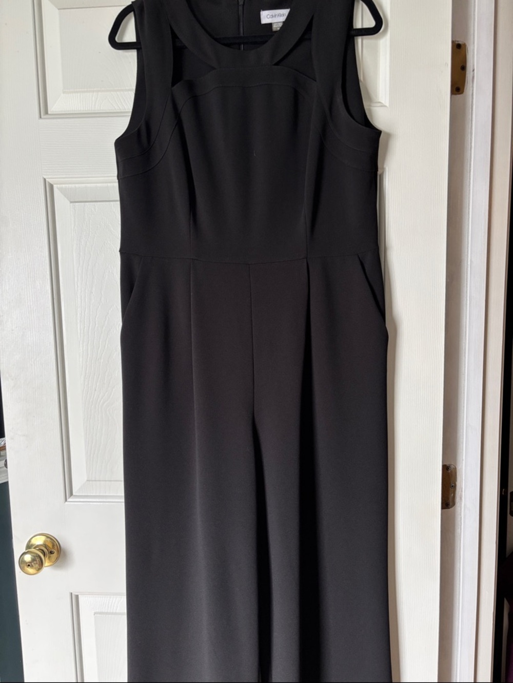 Calvin Klein Black Sleeveless Wide-Leg Jumpsuit